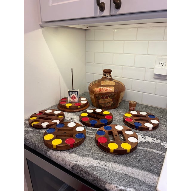 Brown Mid Century Wine Bottle Decanter Poker Chip Caddy For Sale - Image 8 of 12