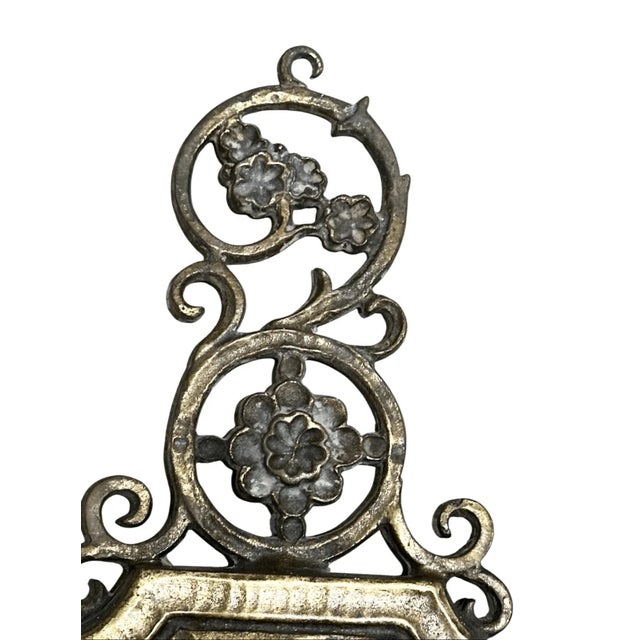 French Antique 1920s Signed Oscar Bach Cast Brass Two Arm Wall Sconce For Sale - Image 3 of 7