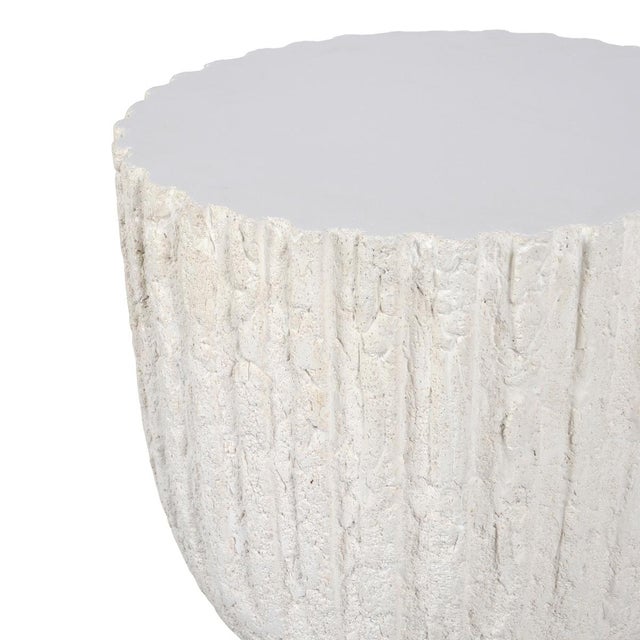 Contemporary Modern Outdoor White Cement End Table For Sale - Image 3 of 9
