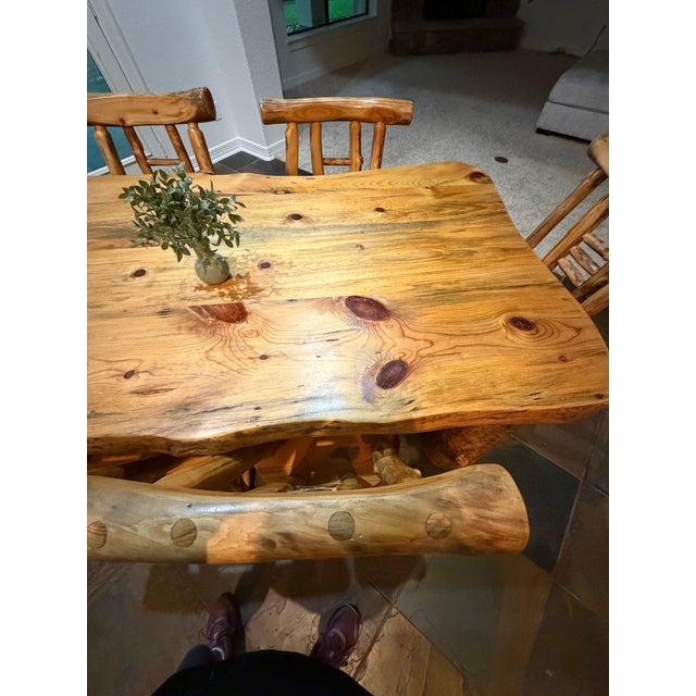 Custom Solid Aspen Wood Dining Room Table Set - 7 Pieces For Sale - Image 12 of 12