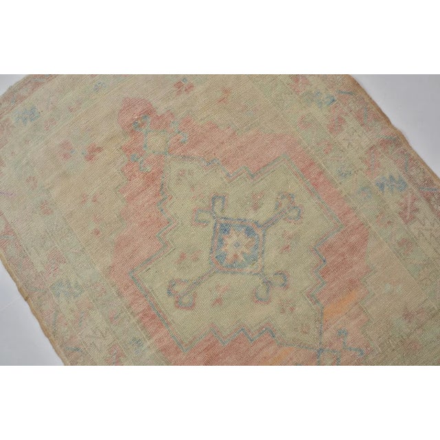 Distressed Vintage Oushak With Soft Geometric Medallion Rug For Sale - Image 10 of 10