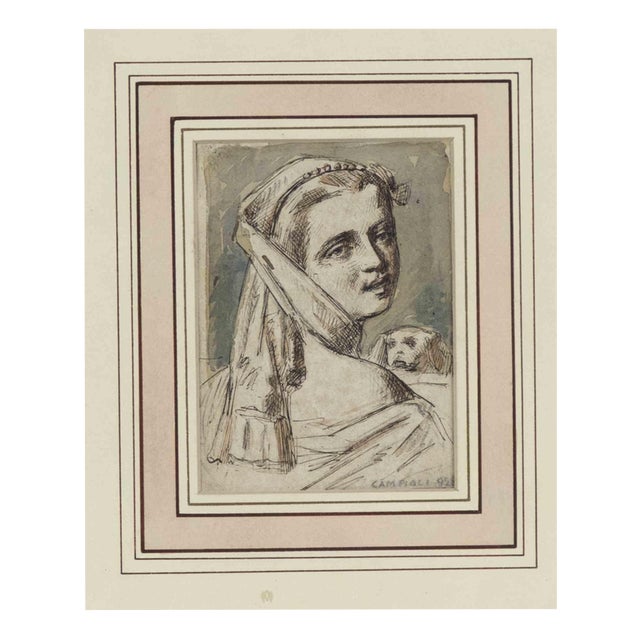 Massimo Campigli, Fanciulla con il Cane, Watercolor, 1928 For Sale