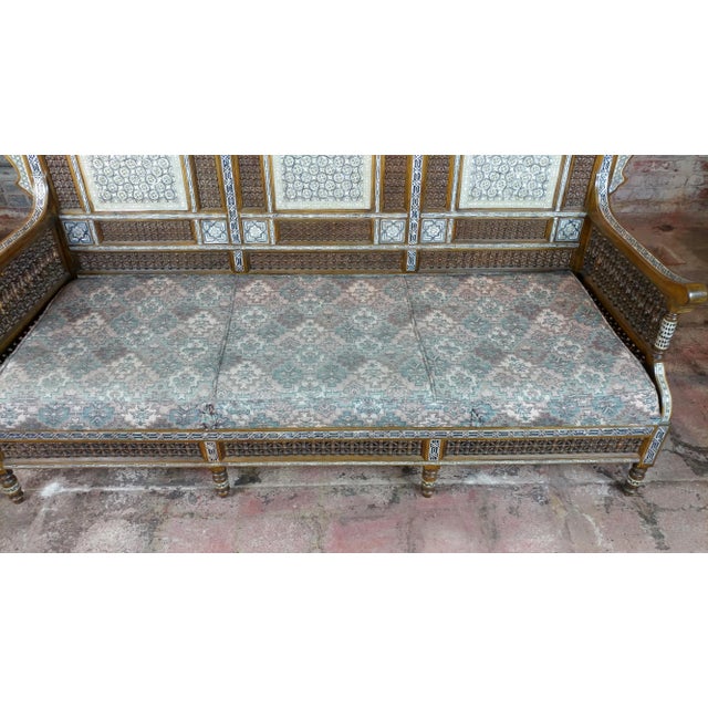 Fabulous Syrian Sofa inlaid with Mother of Pearl size 71 x 25 x 57" A beautiful piece that will add to your décor!