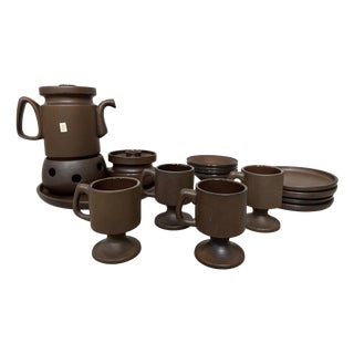Vintage Coffee Set by Theo Potmeer for Cor Unum Ceramics, 1970s, Set of 16 For Sale