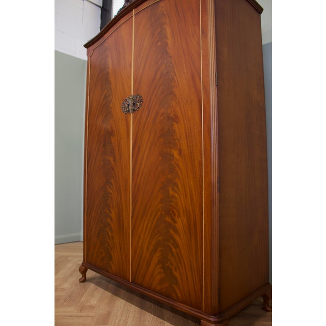 Wood Vintage Queen Ann Style Wardrobe, 1950s For Sale - Image 7 of 12