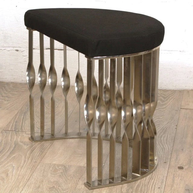 Black Mandy Vanity Half Moon Stool by Koket For Sale - Image 8 of 9