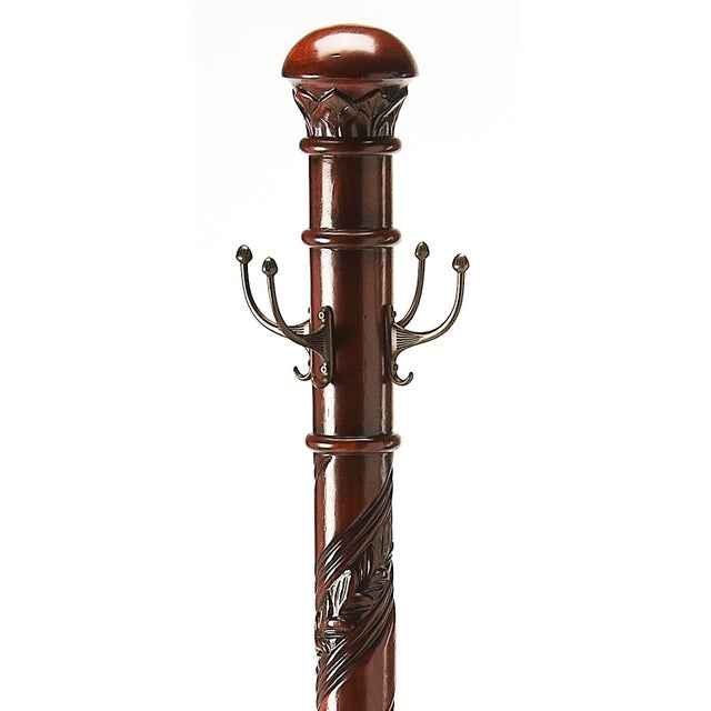 Traditional Laird 70 in. H Wood Free-Standing 4 Hook Costumer/Coat Rack with Umbrella Holder, Cherry For Sale - Image 3 of 5