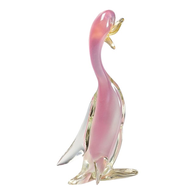 Archimede Seguso Alabastro Art Glass Duck, Murano Italy 1950s For Sale