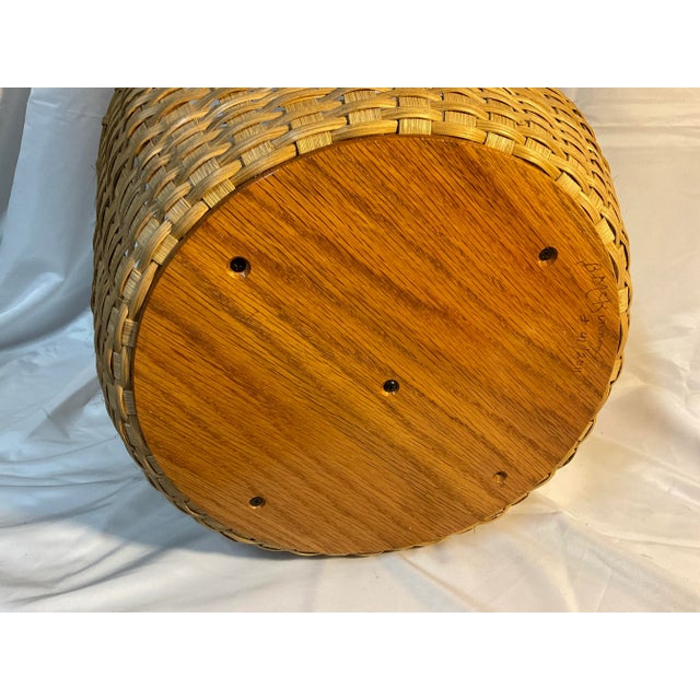 Early 21st Century Handwoven Wooden and Reed Divided Basket For Sale - Image 5 of 8