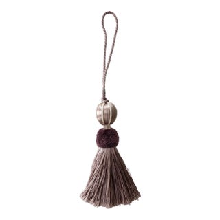 Petite Beaded Key Tassel in Lavender and Plum Velvet For Sale