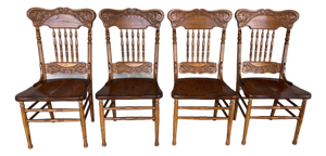 Tom Seely Oak Press Back Dining Chairs - Set of 4