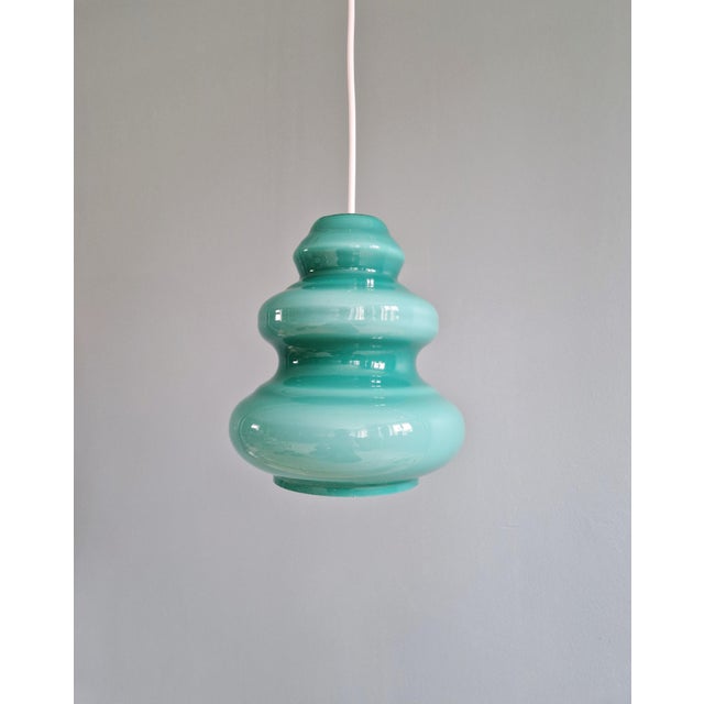Space Age Pendant Light in Blue-Green Opaline Glass, 1960s For Sale - Image 13 of 13