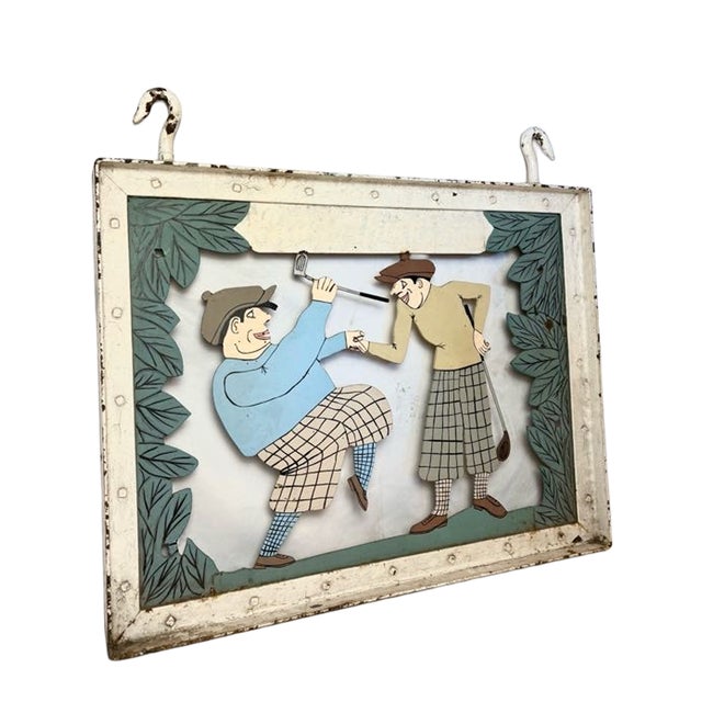 Large Hand-Cut Metal Painted Golf Sign With Knickerbocker Figures For Sale In Chicago - Image 6 of 13