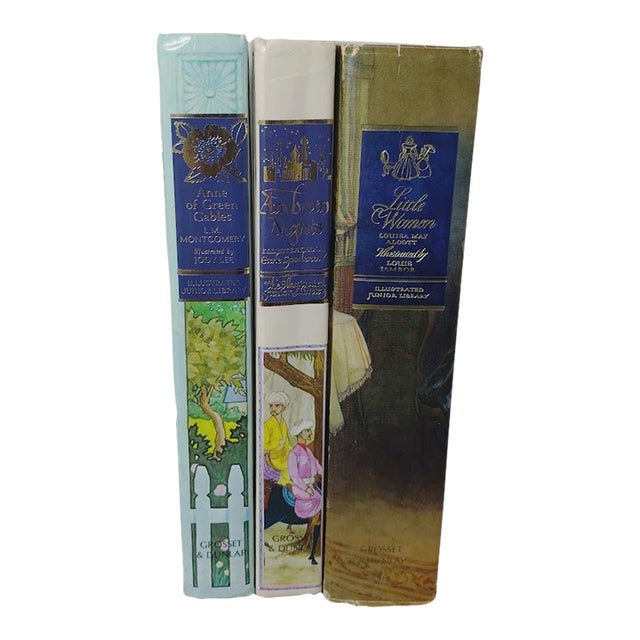 Vintage Decorative Book Gift Set: Illustrated Junior Classics, Arabian Nights, Little Women, Anne of Green Gables -Set of 3 For Sale