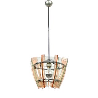 Glass & Chrome Ceiling Light from Veca, Italy, 1970s For Sale