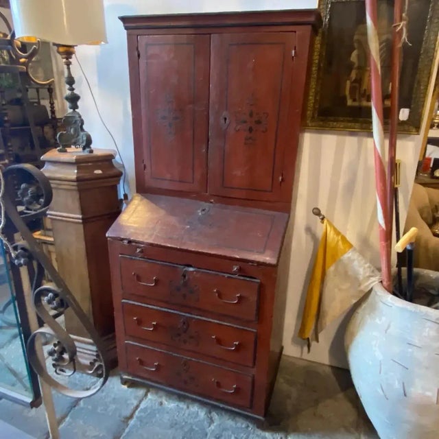 1750s Louis XV Hand-Painted Fir Wood Rustic Sicilian Trumeau For Sale - Image 6 of 13