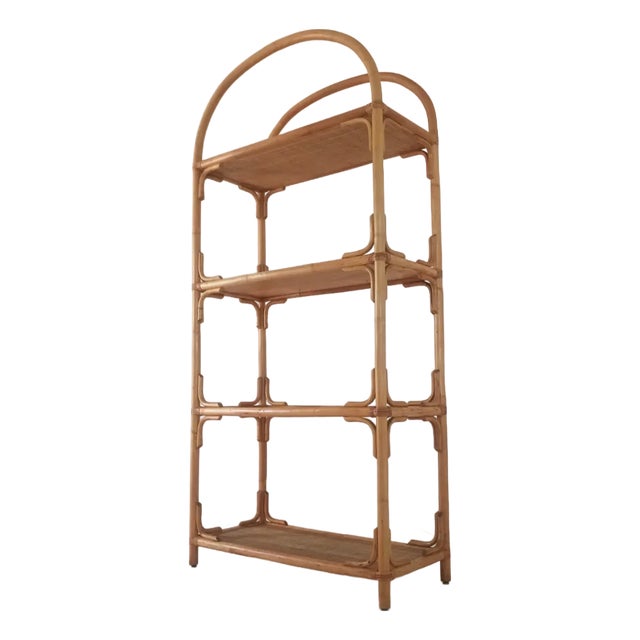 Vintage Large Bamboo Shelf For Sale