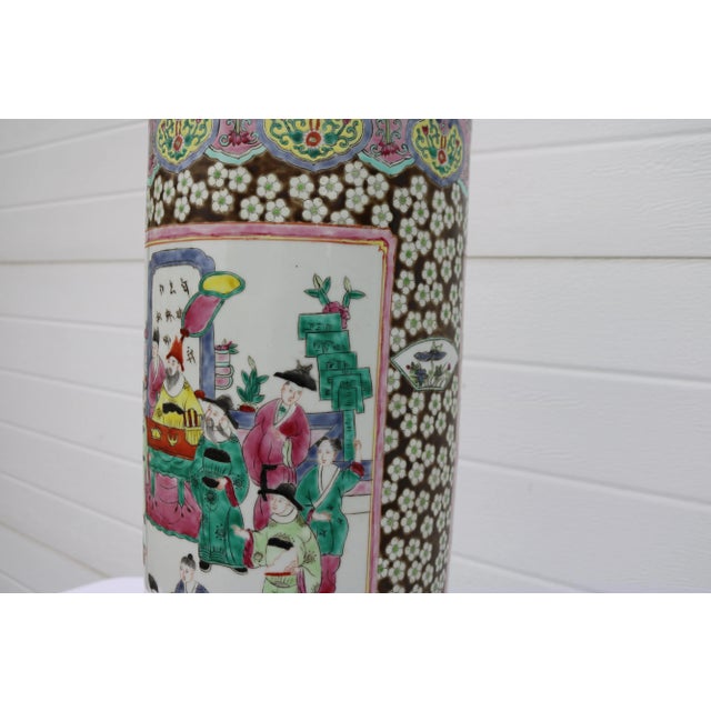 Mid 20th Century Large Mid Century Famille Rose Porcelain Umbrella Stand For Sale - Image 10 of 18
