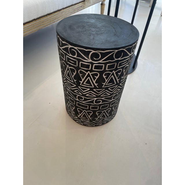 Late 20th Century Late 20th Century Black & White Tribal Stool/Table For Sale - Image 5 of 5