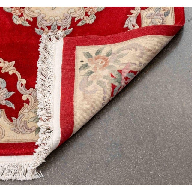 Red Chinese Floral Motif Rug, 6' 9" X 4' For Sale - Image 8 of 8