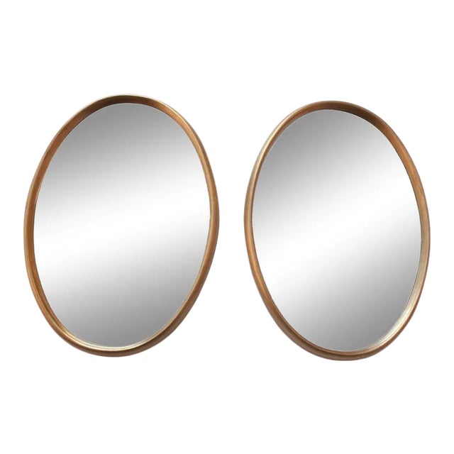 Vintage Pair of Labarge Oval Giltwood Wall Mirrors For Sale