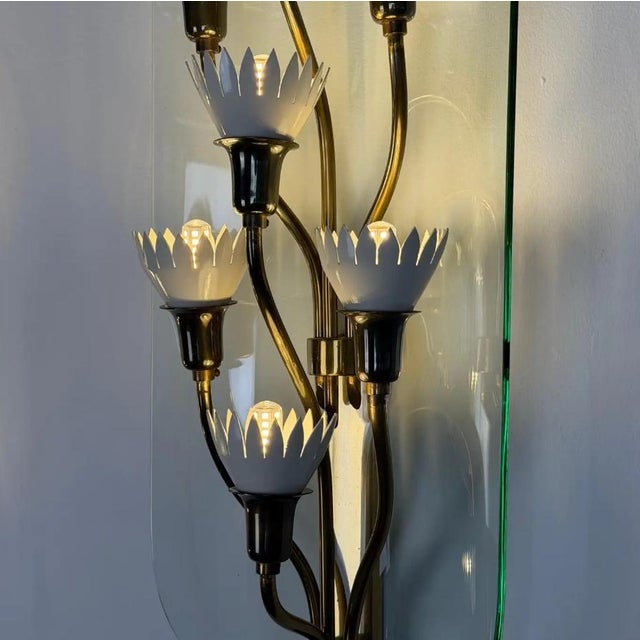Gold Monumental Pietro Chiesa for Fontana Arte Rare 7-Light Glass Sconces, 1950s For Sale - Image 8 of 15