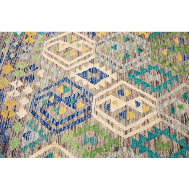 Modern Flatweave Kilim Wool Rug For Sale - Image 9 of 10