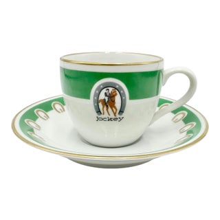 Vintage Jockey Restaurant Madrid Equestrian Demitasse Cup & Saucer For Sale