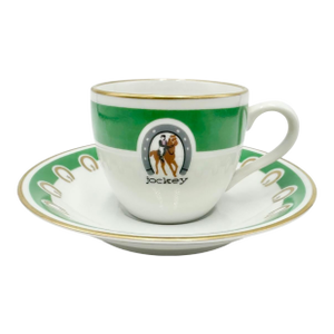 Vintage Jockey Restaurant Madrid Equestrian Demitasse Cup & Saucer