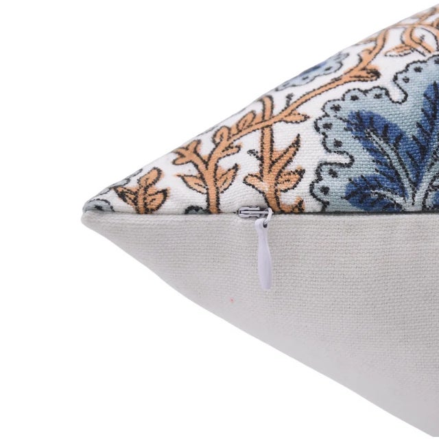 Art Deco Fabdivine Handcrafted Block Print Cushion Cover 26x26 Inch Thick Cotton White-Pushp Samita For Sale - Image 3 of 4