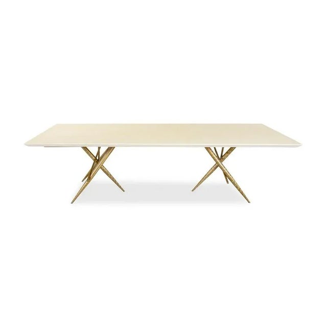 Plastic Ohlinda Dining Table in Cream and Gold MDF from Bretz For Sale - Image 7 of 11
