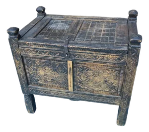 Antique Afghan Carved Wood Dowry Chest