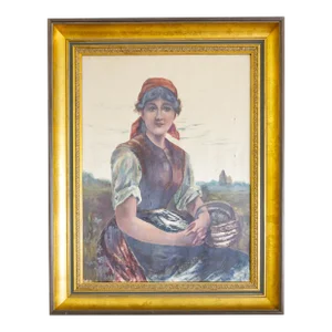 Eduard Von Grützner Figurative Master Study Peasant Girl Genre Painting