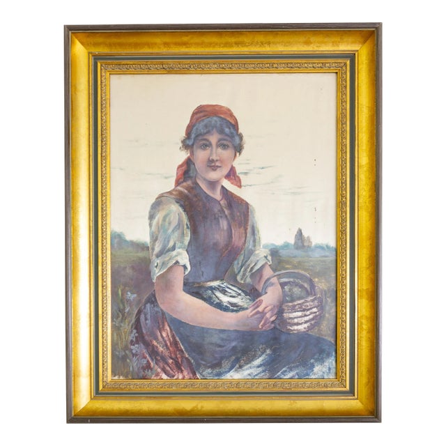 Master Study Peasant Girl Genre Painting by Eduard Von Grützner For Sale