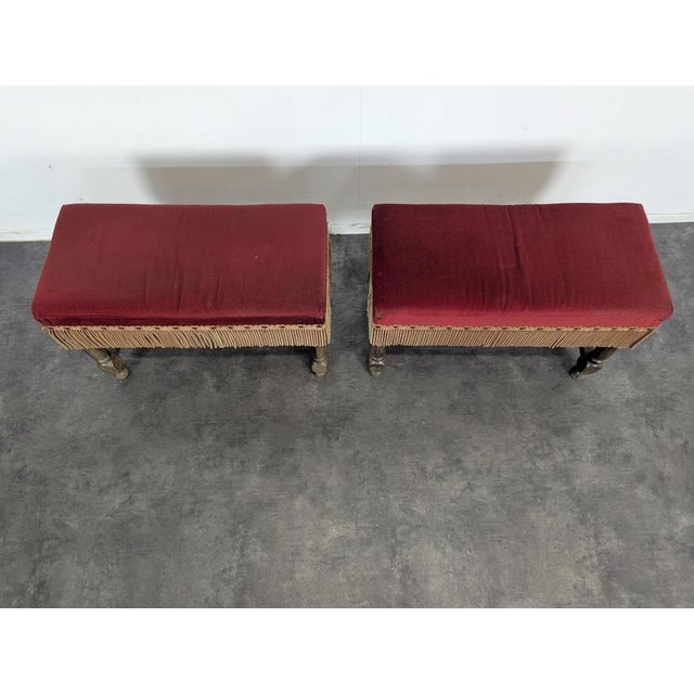 Ottomans with Wooden Structure, Set of 2 For Sale - Image 3 of 7