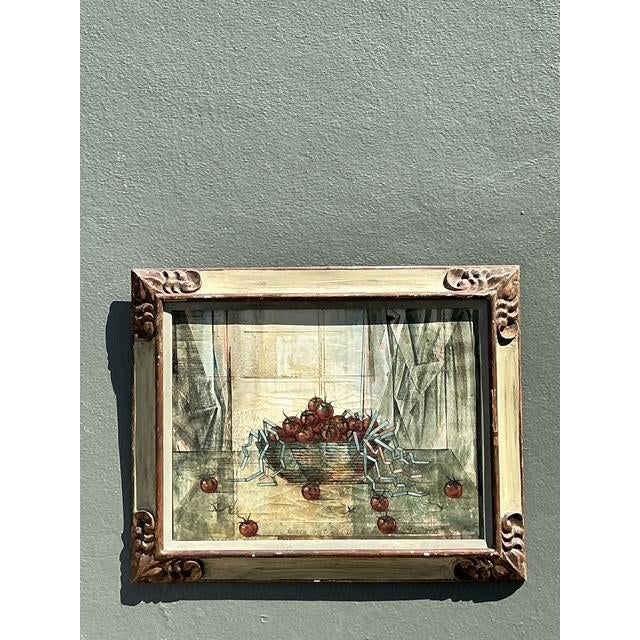 Wood Vintage Original 1969 Still Life Oil on Canvas For Sale - Image 7 of 14