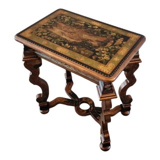 Modern Baroque Chinoiserie Hand Painted Ebonized Bronze Gilt Table For Sale