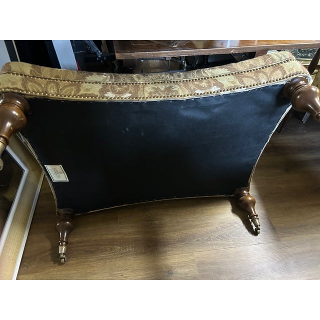 Olive Tapestry Ottoman by Sherrill For Sale - Image 8 of 9