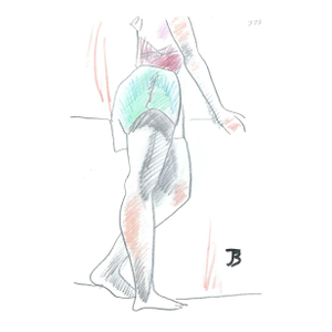 1990s James Bon Dancer Legs Drawing