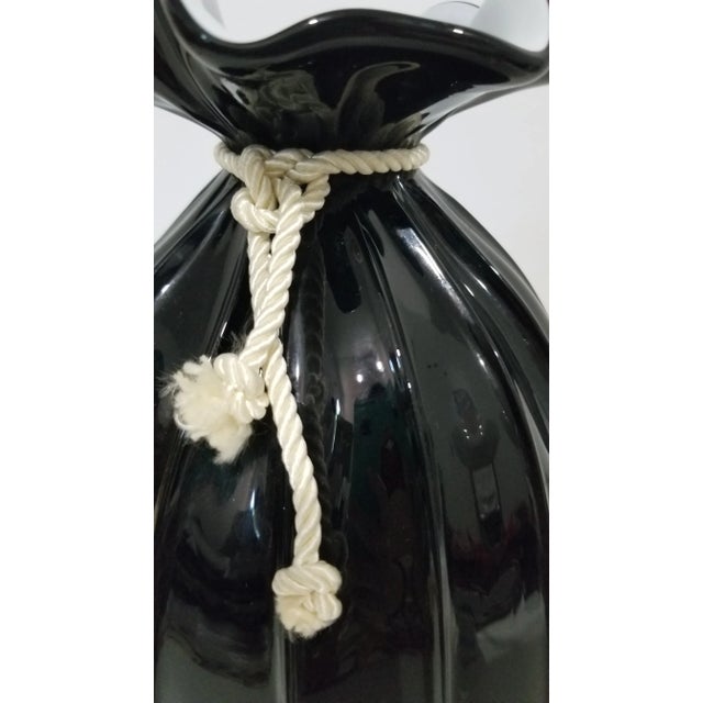 1960s Large Pilgrim Glass Black & White Satchel Art Glass Vase For Sale - Image 9 of 10