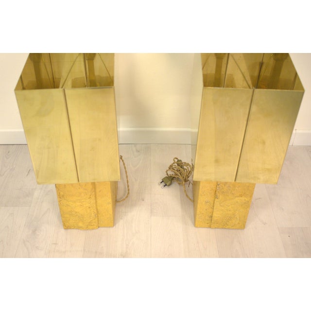 Contemporary Travertine Marble Table Lamps by DM.RA, Set of 2 For Sale - Image 3 of 4