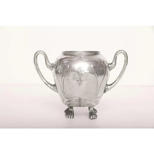 Vintage Art Nouveau Whimsical German Pewter Tea Coffee Service For Sale In Miami - Image 6 of 10