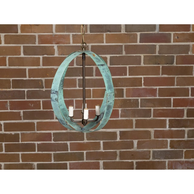 Mid 20th Century Mid 20th Century Mid Century Modern English Copper Double Sphere Light Fixture with Verdigris Patina For Sale - Image 5 of 12