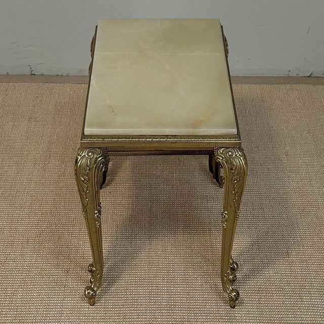 Set of Three Mid-Century French Louis XV Style Brass and Onyx Nesting Tables For Sale - Image 14 of 18