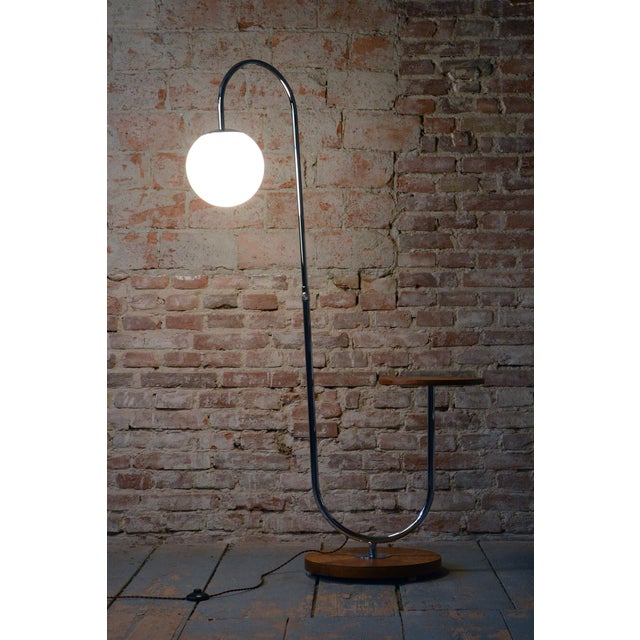 Bauhaus Floor Lamp in Oak by R. Slezák from Slezak Factories, 1920s For Sale - Image 9 of 12