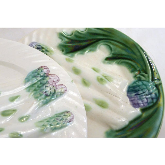 Antique Asparagus Plates in Salins Earthenware, 1890s, Set of 8 For Sale - Image 9 of 16
