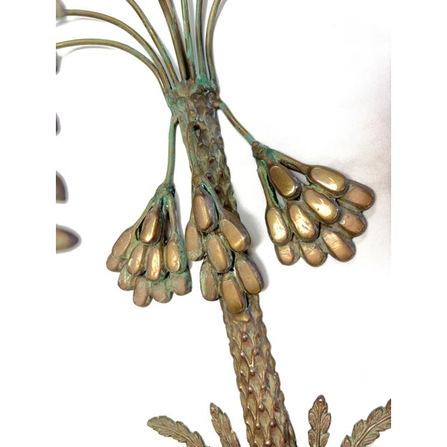 Mid 20th Century Vintage Hollywood Regency Palm Tree With Hanging Date Clusters Double Candle Wall Sconce For Sale - Image 5 of 17