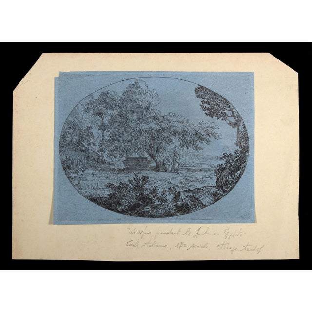 Le Repos Pendant la Fuite en Égypte is an original Etching realized by an unknown French artist in 17th century. Late 18th...