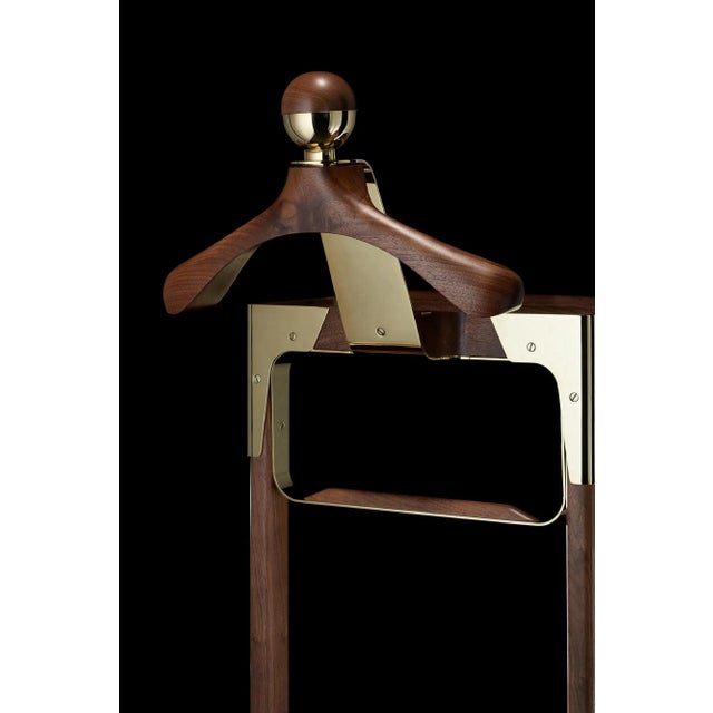 Classical Valet Stand in Brass & Black Walnut from Honorific For Sale - Image 4 of 12