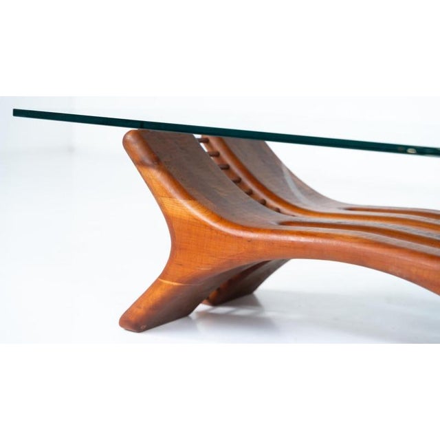 Mid-Century Coffee Table in Wood and Glass, Italy, 1960s For Sale - Image 10 of 15
